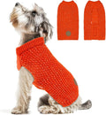 KYEESE Dog Sweater with Leash Hole for Small Dogs Male Warm Pullover with Reflective Thread Soft Knitwear Boy Dog Clothes Cozy Lightweight Thick Sweater Pet Indoor Outdoor Wear,Orange,X-Small
