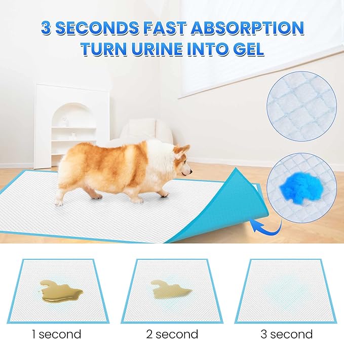 Boscute Thicken 6 Layers Heavy Absorbent XL 36"x24" Pet Training Dog Pee Pads, Extra Large Polymer Leak-Proof Quick Dry Puppy Pee Pads, Disposable Pee Pads for Dogs Cats Rabbit, 100 Counts