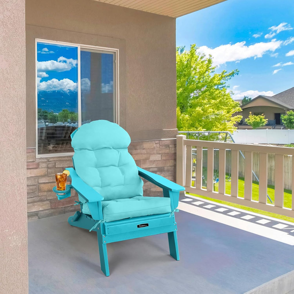 FUNBERRY Adirondack Chair Cushion, Thicken Comfy Cushions for Rocker Non Slip Fade Shield Waterproof High Back with Ties