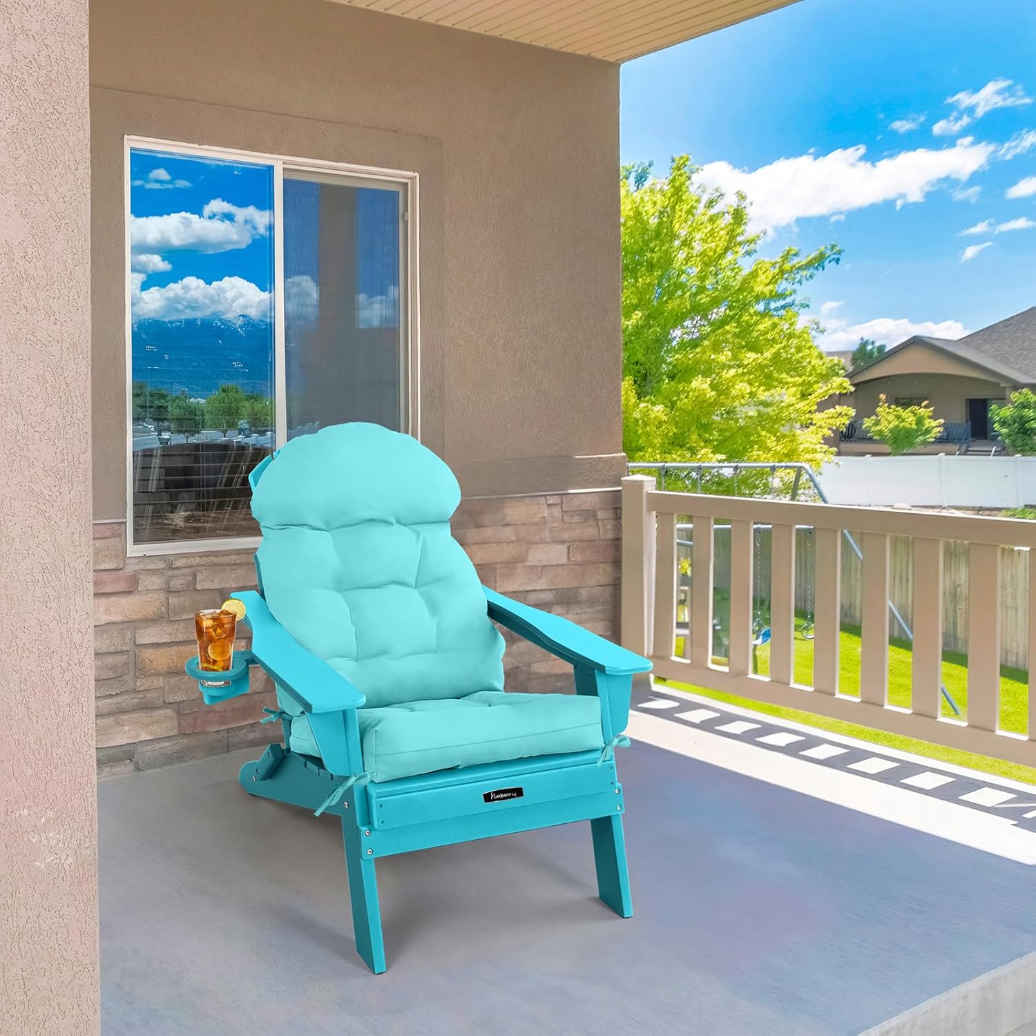 FUNBERRY Adirondack Chair Cushion, Thicken Comfy Cushions for Rocker Non Slip Fade Shield Waterproof High Back with Ties