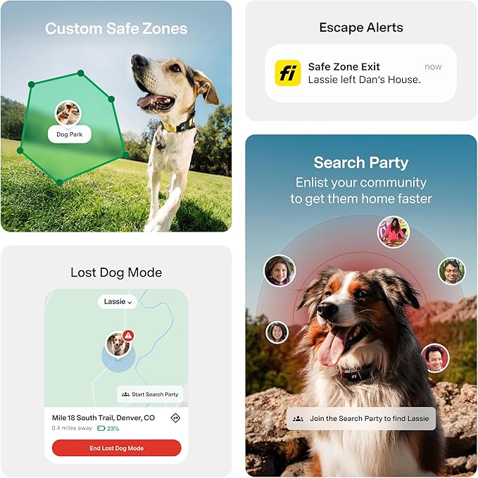 New Fi Series 3+ Smart Dog Tracker Collar [12 Month Membership Included] GPS Tracker for Dogs with Health & Behavior Monitoring, Escape Alerts, Waterproof, LED, Apple Watch Compatible (Blue, Small)