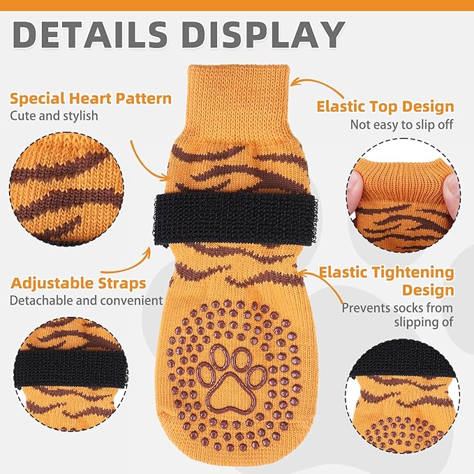 KOOLTAIL Dog Socks for Hot/Cold Pavement to Prevent Licking Paws,Dog Boots&Paw Protector for Hardwood Floors Anti Slip,Traction Control No Twist Grip Booties for Small Medium Large Senior Dogs M