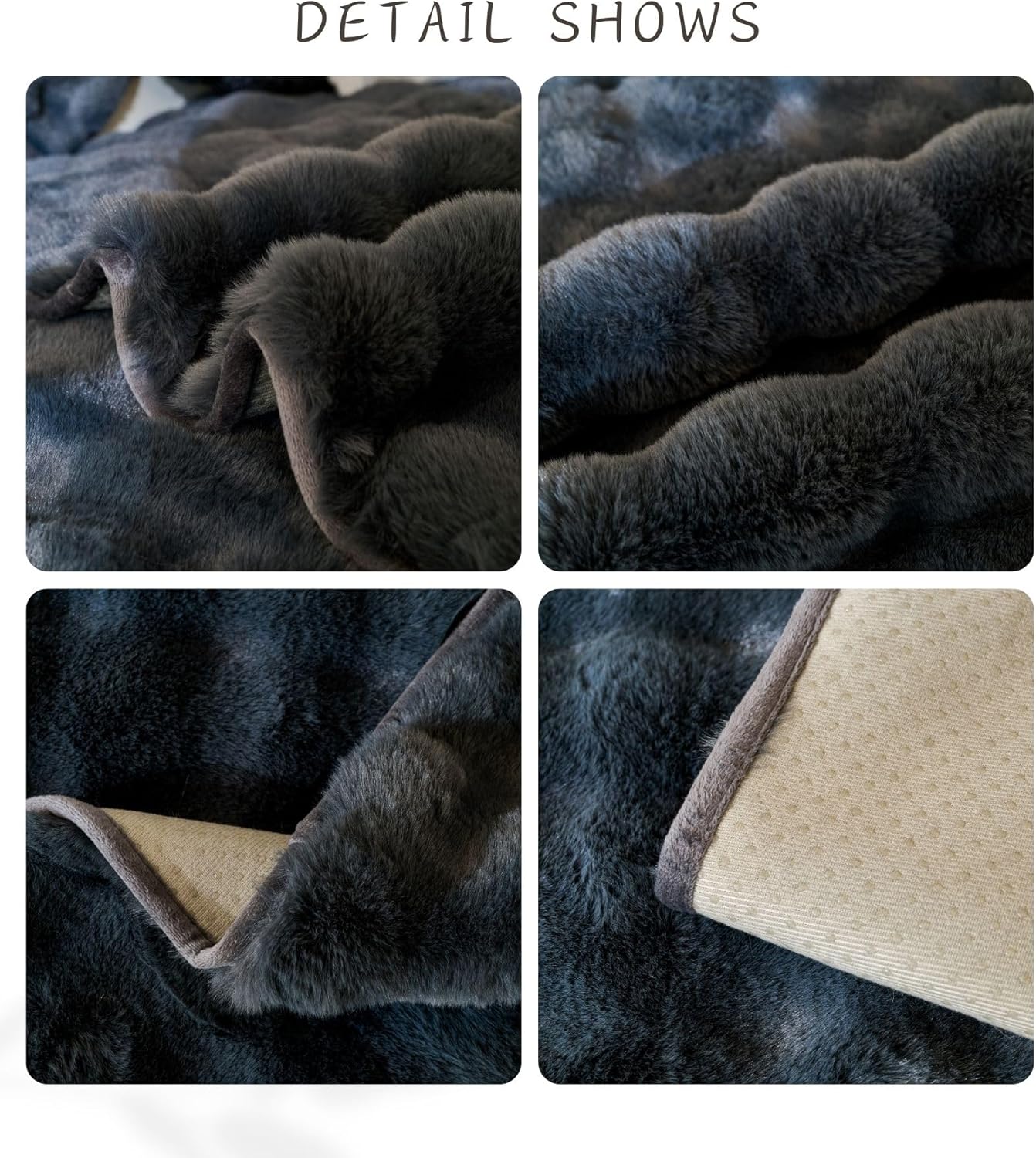 Faux Fur Couch Cover Fuzzy Soft Plush Thick Bubble Sofa Cover Luxury Sectional Couch Covers Luxury Anti-Slip Sofa Slipcover Washable Furniture Protector (Dark Grey,36"x47")