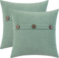HWY 50 Sage Green Chenille Throw Pillow Covers 20x20 Inch with Triple Buttons, Soft Spring Farmhouse Accent Decorative Cushion Cases for Couch Sofa Bed Living Room Pack of 2