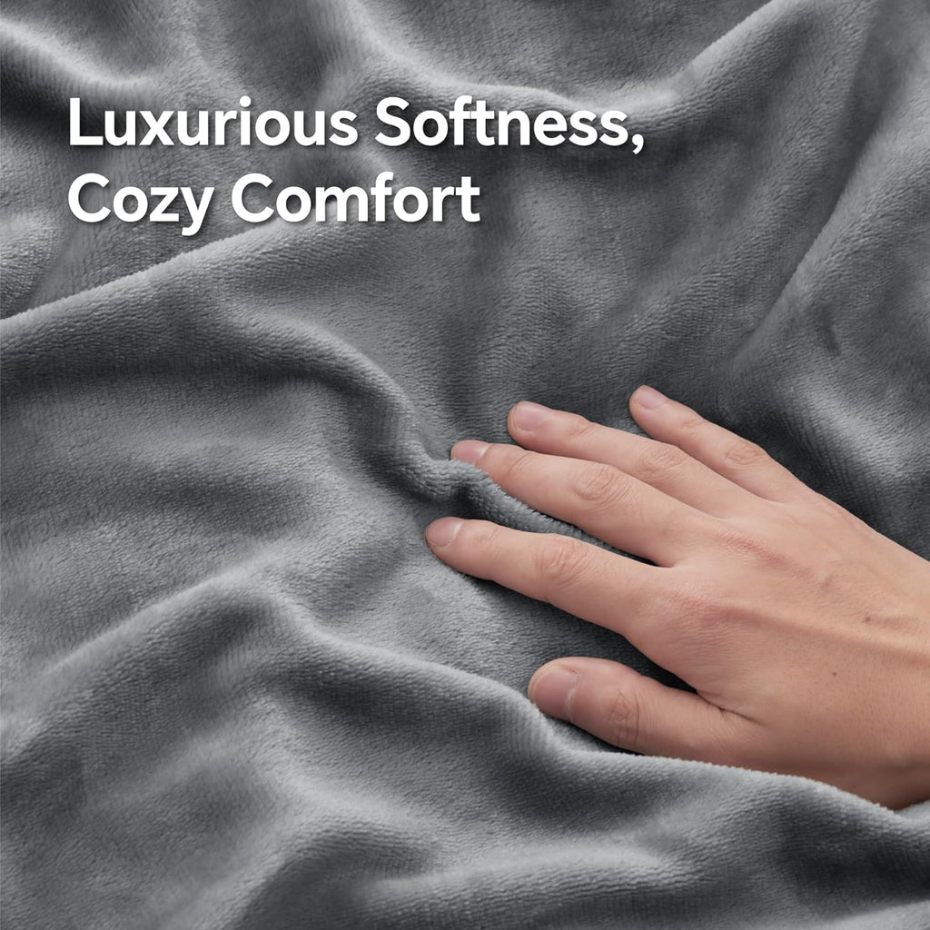 BEDELITE Flannel King Size Pillow Cases Set of 2, Super Soft Fleece Pillowcases with Zipper for Bedroom, Sofa, Couch,Luxury Cozy Fuzzy Velvet Pillow Shams for All Seasons(20x36 Inches,Gray)