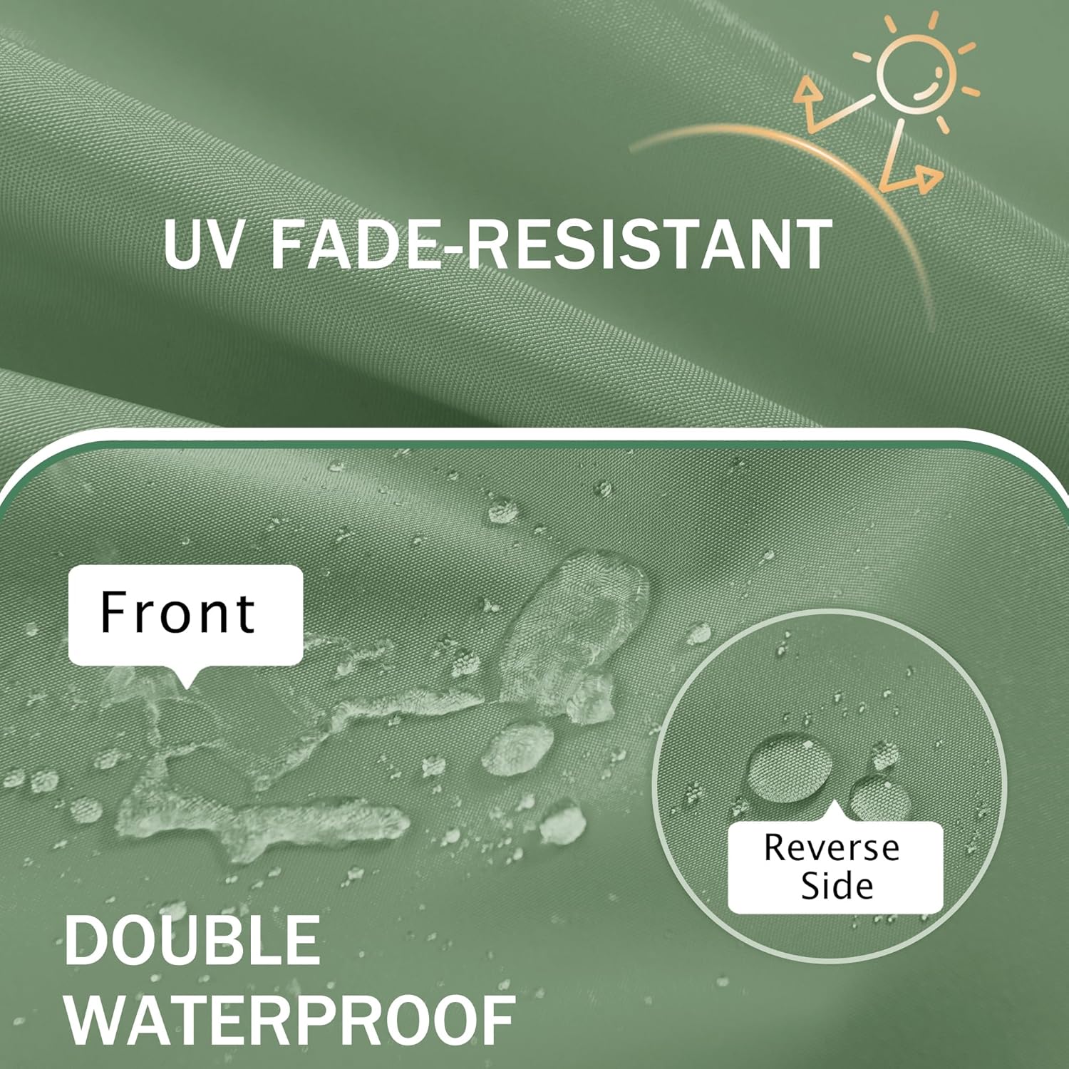 Outdoor Chair Cushions Set of 2: Waterproof & Fade Resistant Deep Seat Cushion for Patio Furniture - 24 x 24 Inch Chair Pad with Ties and Hidden Zipper - Patio Chair Cushion Replacement, Sage Green