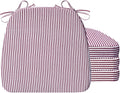 AAAAAcessories D-Shaped Chair Cushions, 2" Thick Dining Chair Pads with Ties and Removable, Machine-Washable Cover, 17" x 16", Set of 4, Pinstripe Red
