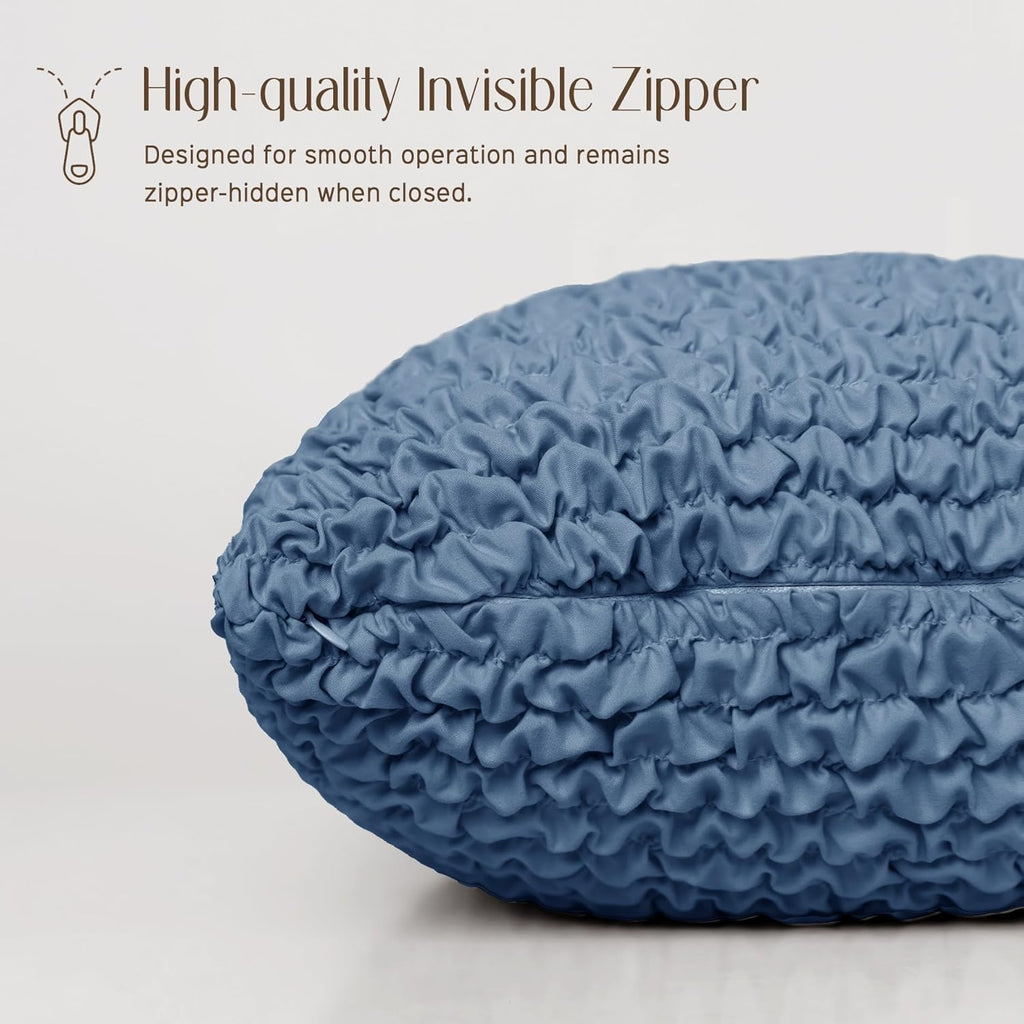 Decorative Throw Pillow Cover Elastic Couch Pillow Covers 18 x 18 & 20 x 20 Inch with Invisible Zipper Cushion Case for Bed Couch Sofa Living Room Home Decor (Pack of 1, Agate Blue)