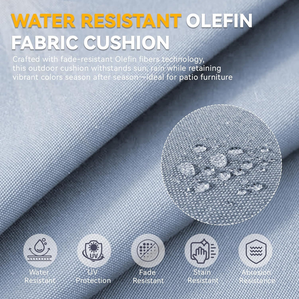 Patio Cushions for Outdoor Furniture - 22" x 25" x 4" UV Resistant Thick Foam Cushions Water Resistant Replacement Cushion for Outdoor Patio Furniture Chair/Sofa/Couch | Baby Blue | 3-Pack |