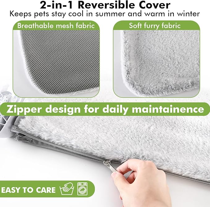 Cordless & Foldable Cat Window Perch with Metal Frame and Reversible Washable Cover Pet Hammock Bed, 4 Large Suction Cups Window Resting Seat for Indoor Cats Kittens (Grey - M)