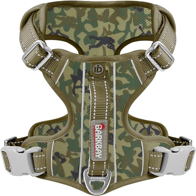 BARKBAY Dog Harness No Pull with ID Tag Pocket - Heavy Duty, Reflective, Easy Control for Large Dogs(Camo,XL)