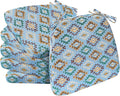 AAAAAcessories D-Shaped Chair Cushions, 2" Thick Dining Chair Pads with Ties and Removable, Machine-Washable Cover, 17" x 16", Set of 6, Geometric Blue