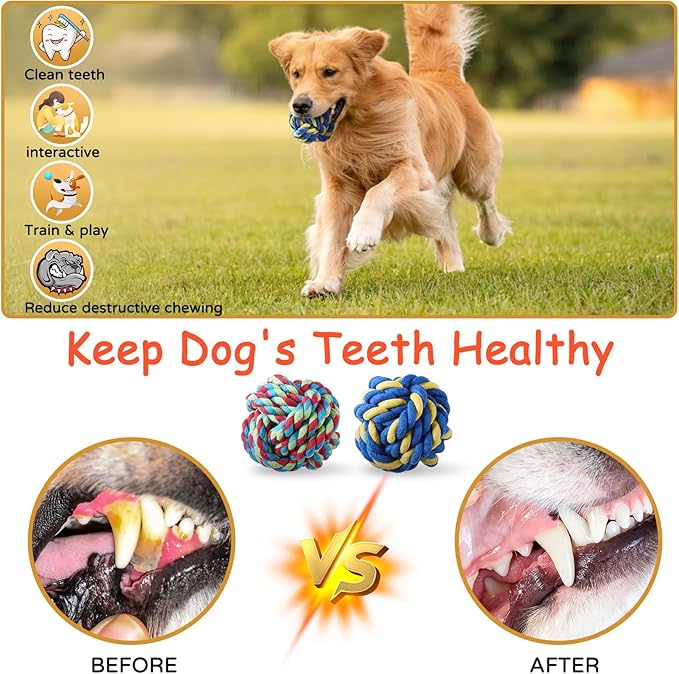 Aitmexcn Dog Rope Toys for Large and Medium Aggressive Chewers, 8 Pack Heavy Duty Dog Rope Toy for Large, Dental Cleaning Chew Toys, Tug Toy for Boredom, 100% Cotton Indestructible Pet Toy