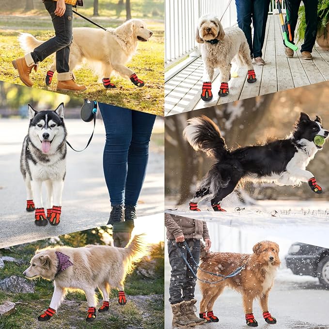 DcOaGt Dog Shoes for Large Dogs XXL, Waterproof Dog Boots with Anti-Slip Sole Breathable Reflective Paw Protectors Booties for Hot Pavement Summer Winter Snow Hiking Walking 4PCS(Size 9)