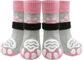 PUPTECK Anti Slip Dog Socks 2 Pairs with Double Grippers for Hardwood Floors, Shoes for Hot/Cold Pavement, Boots & Paws Protectors to Prevent Licking, Traction Booties for Senior Small Large Dogs
