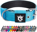 TSPRO Tactical Dog Collar 1.5 Inch Wide Thick Dog Collars with Heavy Duty Metal Buckle, Durable, Strong, Adjustable for Medium to Large Dogs (Blue L)