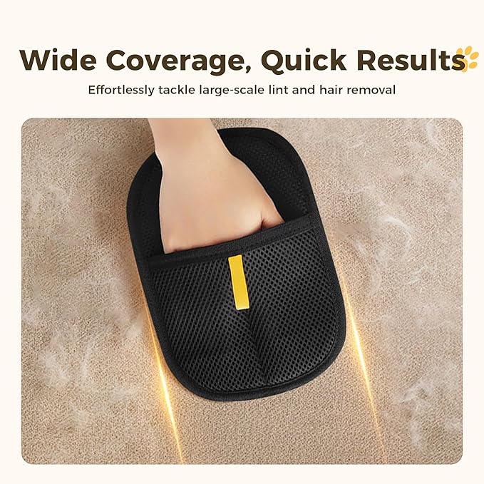 3 Pcs Electrostatic Pet Hair Removal Gloves with Bidirectional Bristle Design, Washable Reusable Cat Dog Hair Remover Grooming Glove Tool for Furniture, Bed Sheets,Car Seat (Yellow)