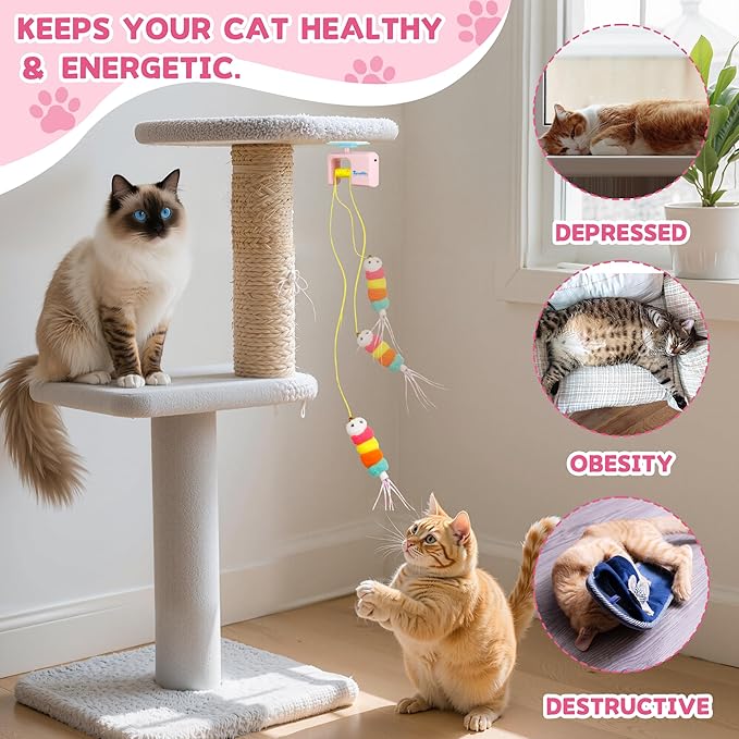 Interactive Cat Toy for Indoor Cat,Automatic Door Hanging Cat Toy with Detachable Design,Kitten Toys for Indoor Cats Self Play,3.27 * 1.69 * 2.76Inch