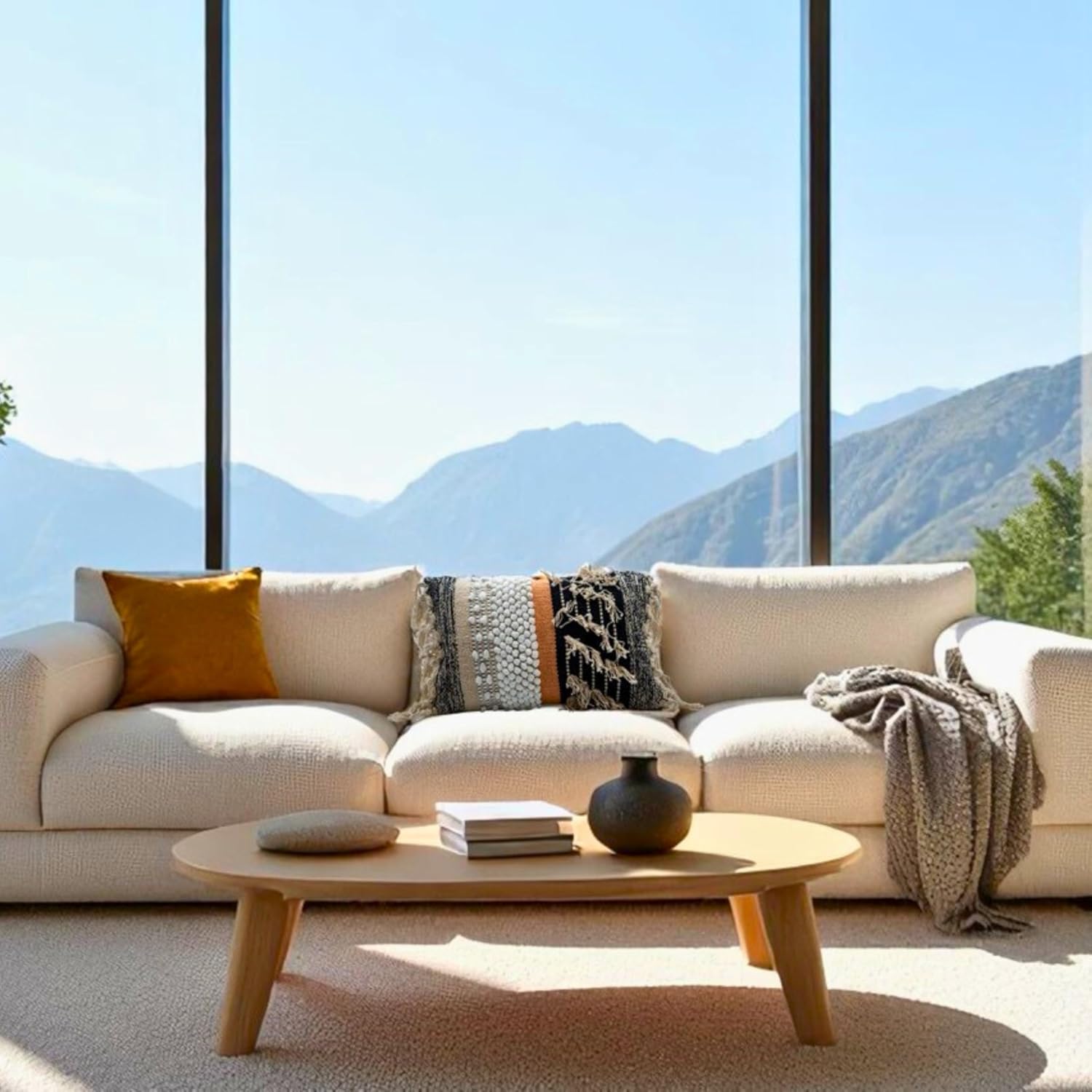 Decorative Boho-Chic Premium Pillow Cover 12x20 Handwoven Tufted Cotton Lumbar Accent Pillows, Neutral Earthly Color Throw Cushion, Farmhouse & Bohemian Home Decor (Limited Edition-Cover Only)