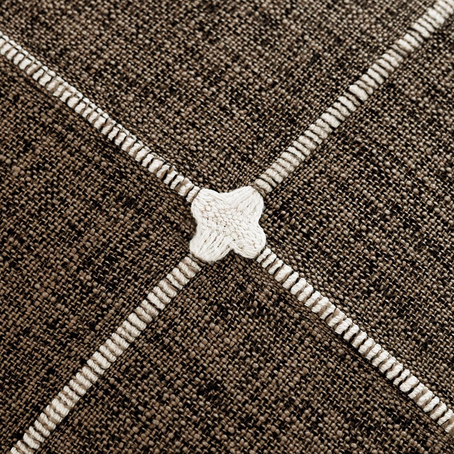 Foindtower Pack of 2 Decorative Faux Linen Jacquard Check Throw Pillow Covers Farmhouse Lumbar Cushion Cover with Grid Textured Accent Pillowcase for Couch Sofa Living Room Home Decor,12×20 Inch,Brown