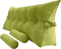 Triangular Reading Bed Rest Pillow Large Bolster Cushion Headboard Backrest Wedge Pillow with Two Detachable Roll Pillows for Neck & Lumbar Support (Lime, King: 77 x 8 x20 inches)
