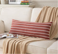 Caflife Boho Lumbar Throw Pillow Cover 14X36 Long Soft Farmhouse Decorative Couch Pillow Cases Rust Striped Body Pillow Covers Neutral Cushion Covers for Sofa Bed Living Room Home Decor Pack of 1