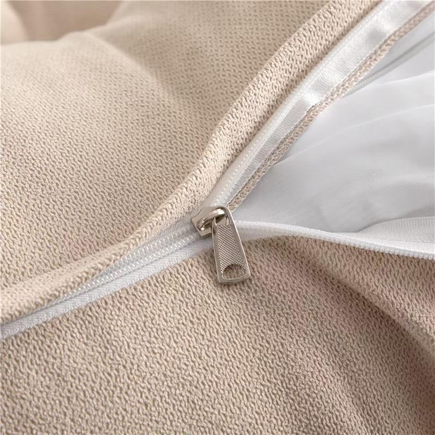 Triangular Reading Bedrest Pillow Large Bolster Cushion Headboard Backrest Wedge Pillow with Two Detachable Roll Pillows for Neck & Lumbar Support (Champagne, California King 71x8x20 inches)