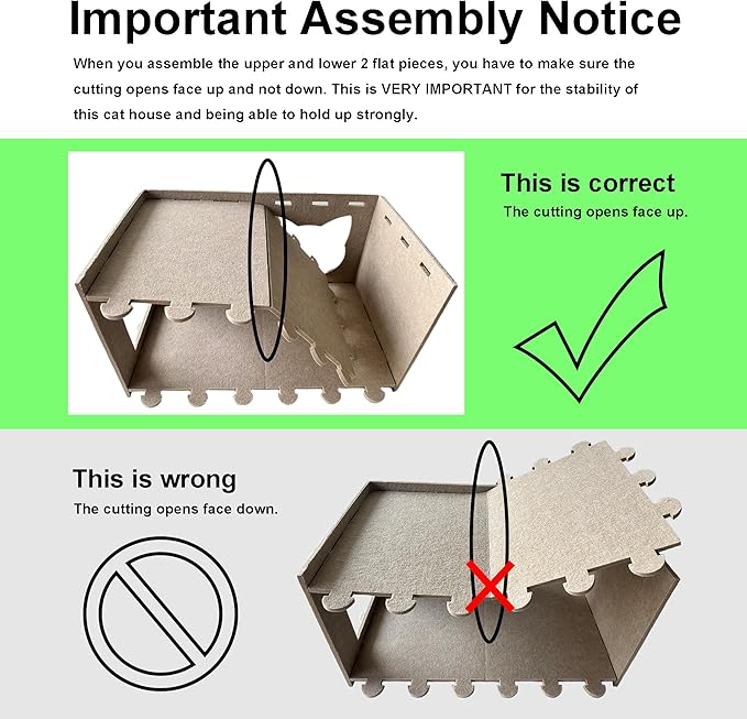 Cat House Cat Ear Design, Large Spacious Cozy Indoor Cat Bed Cave, Scratch Resistant Strong Thick Premium Felt Condo, Fun Hideaway for Multiple Cats, Up to 35LB, 21.5x13x11.6 inches (Beige)