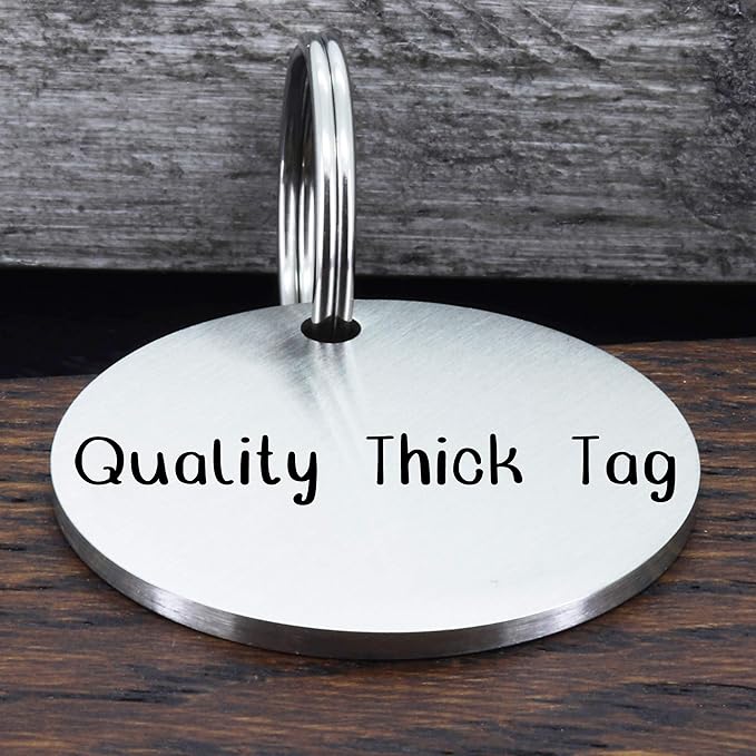 Ultra Joys Stainless Steel Pet ID Tags - Personalized Front & Back Engraving, Custom Dog & Cat Tags, Optional Two-Sided Engraving, Round Vine Design, Silver Large