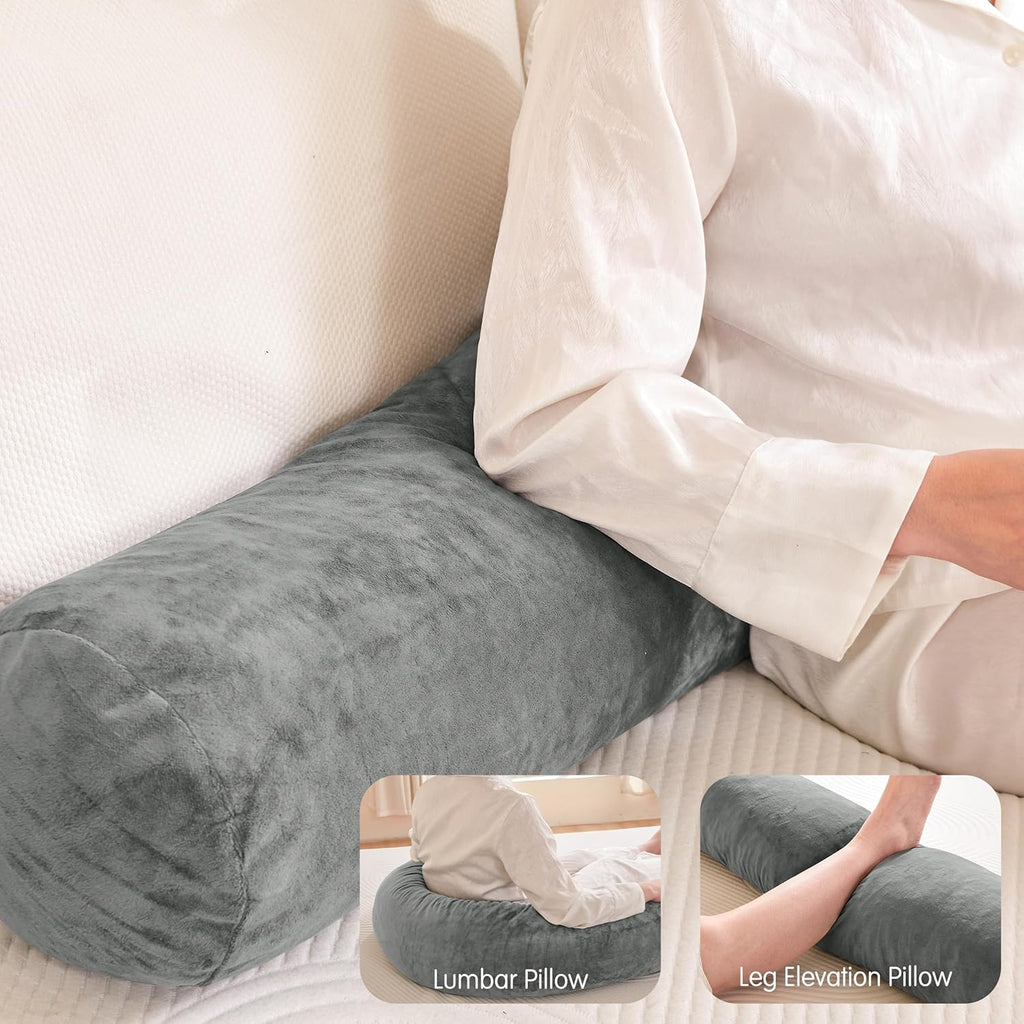 SyMax 7.8"x60" Body Pillow for Queen Bed, Bolster w/Removable Polyester Cover, Headboard Gap Filler Pillow, Light Grey