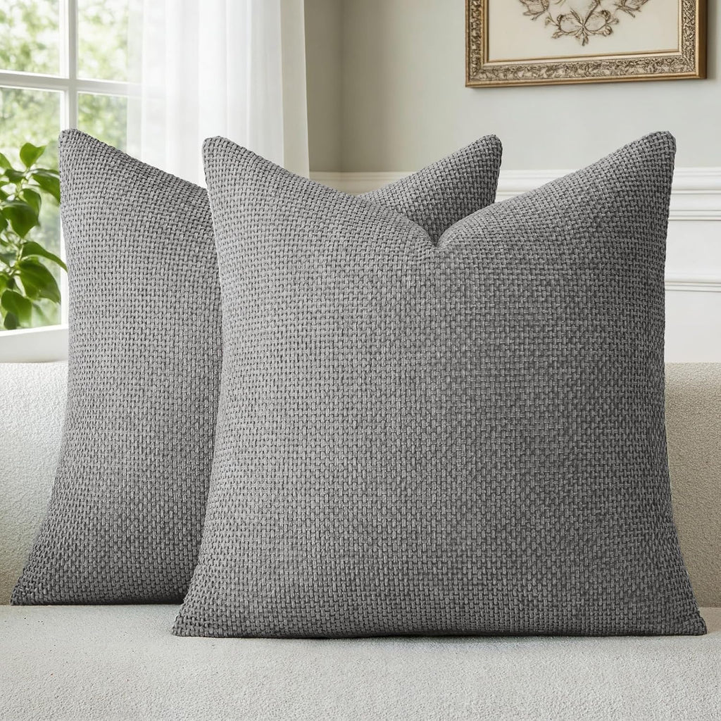 a moment Dark Gray Chenille Throw Pillow Covers 22x22 Inch Pack of 2 Modern Decorative Throw Pillow Covers Farmhouse Cross Covers Home Decor for Sofa Bedroom Living Room