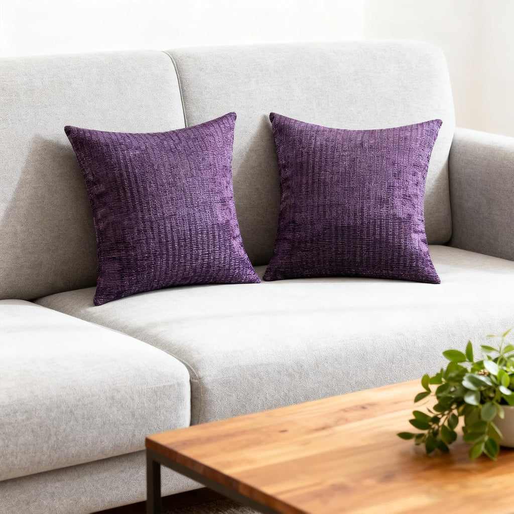 Throw Couch Pillow with Insert 18x18 Inches Set of 2 Square, Cute Modern Home Fall Decor for Living Room Sofa Bed Cushion Accent Case, Anthropologie Style Home Decor (Anemone Purple #P2-22)