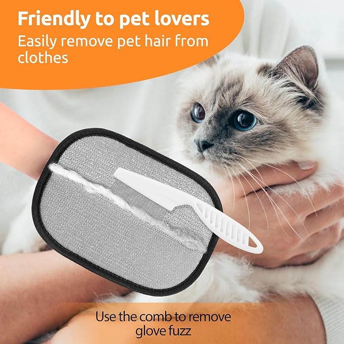 SAWMONG Pet Hair Removal Glove, 2Pcs Cat & Dog Reusable Pet Hair Remover Gloves 2025 New Upgrade, Grooming Pet Hair Remover Tool