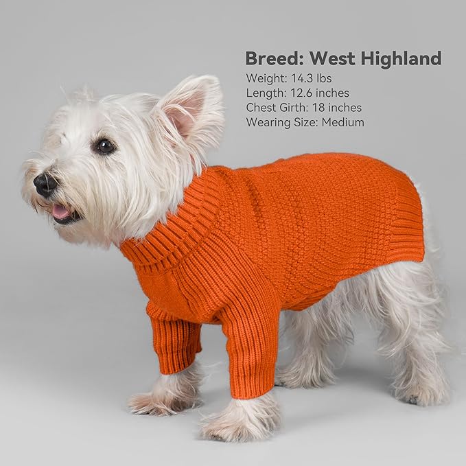 cyeollo 4XL Dog Sweater,Pullover Turtleneck for Large Dogs Classic Knitwear Fall Winter Cold Weather Pet Clothes Warm Pet Apparel Large Big Dog Sweaters Female, Orange XXXXL
