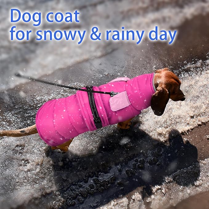 MIGOHI Dog Winter Coat - Reflective Medium Dog Snow Jacket with Thick Turtleneck,Windproof Pet Fleece Vest, Cold Weather Coat for Medium Dogs, Snowproof for Hiking,Camping,L,Rosepink