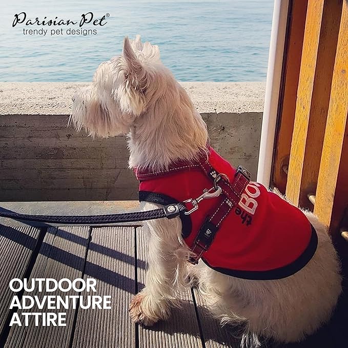 Parisian Pet Dog T-Shirt with Embroidered 'The Boss' Word - Lightweight Dogs Clothes - Sleeveless Dog Outfit Boss - Shirt for Large Dogs, 4XL