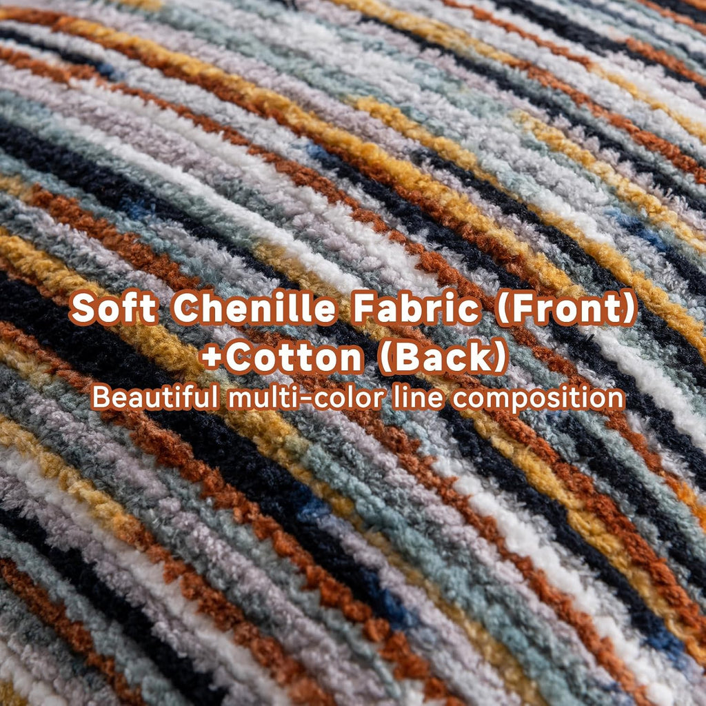 AmHoo Boho Throw Pillow Covers Set of 2 Decorative Bohemian Woven Tufted Striped Farmhouse with Tassels Textured Cushion Case Pillowcase Neutral for Sofa Couch Bed 18 x 18-Inch Black Brown