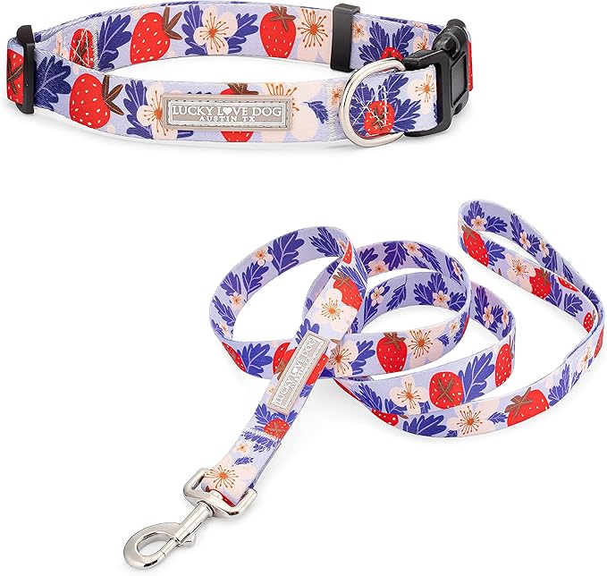 Lucky Love Dog - Adjustable Dog Collar with Easy Click Buckle for Small to Large Ones, Durable, & Comfortable for Male & Female Dogs, Pet Collar for Puppies & Adult Dogs - Sweet Berry, Medium