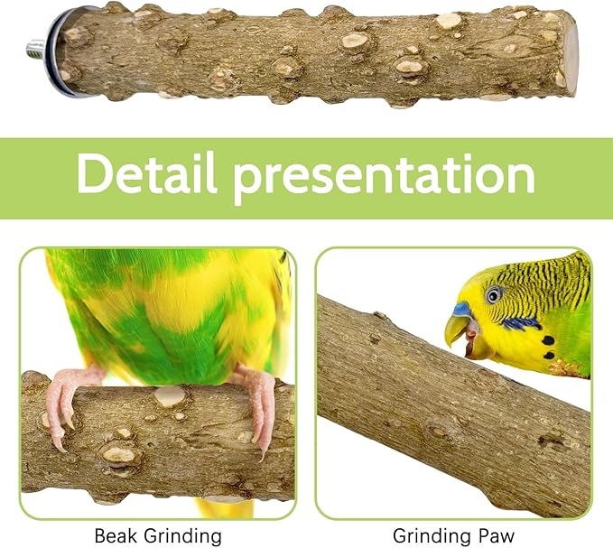 BNOSDM Natural Wood Bird Ladder Perch 6Pcs Parrot Stand Branches Climbing Chewing Stick Parakeet Swing Toys Cage Accessories Paw Grinding Fork Sets for Lovebirds Cockatiels Conure Budgies