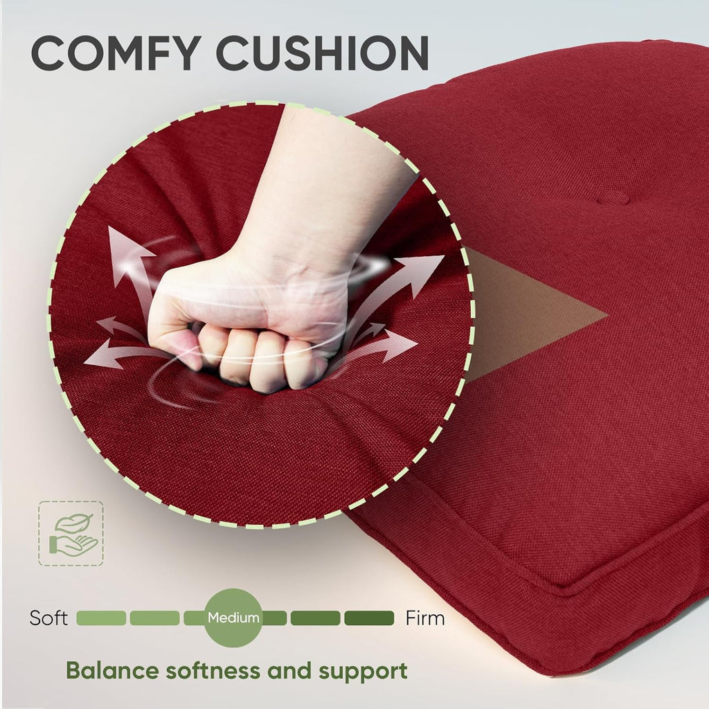 Outdoor Chair Cushion Set, 25 x 22.4 Deep Seat Cushion, Patio Chair Cushions for Outdoor, Include 1 Seat Cushion and 1 Back Cushion, Red