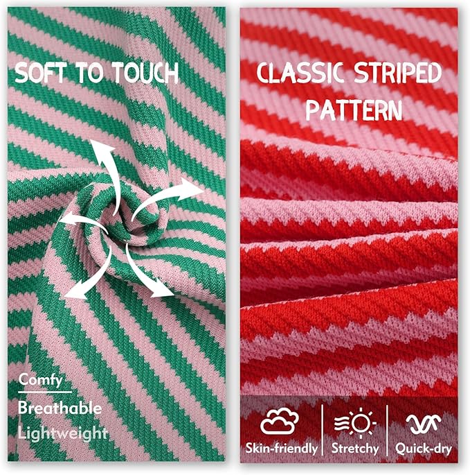 KYEESE 2Pack Dog Shirts Striped for Small Dogs Soft Stretchy Pet T-Shirts Lightweight Tank Top Sleeveless Vest Breathable Cat Outfit, Small, Green+Pink