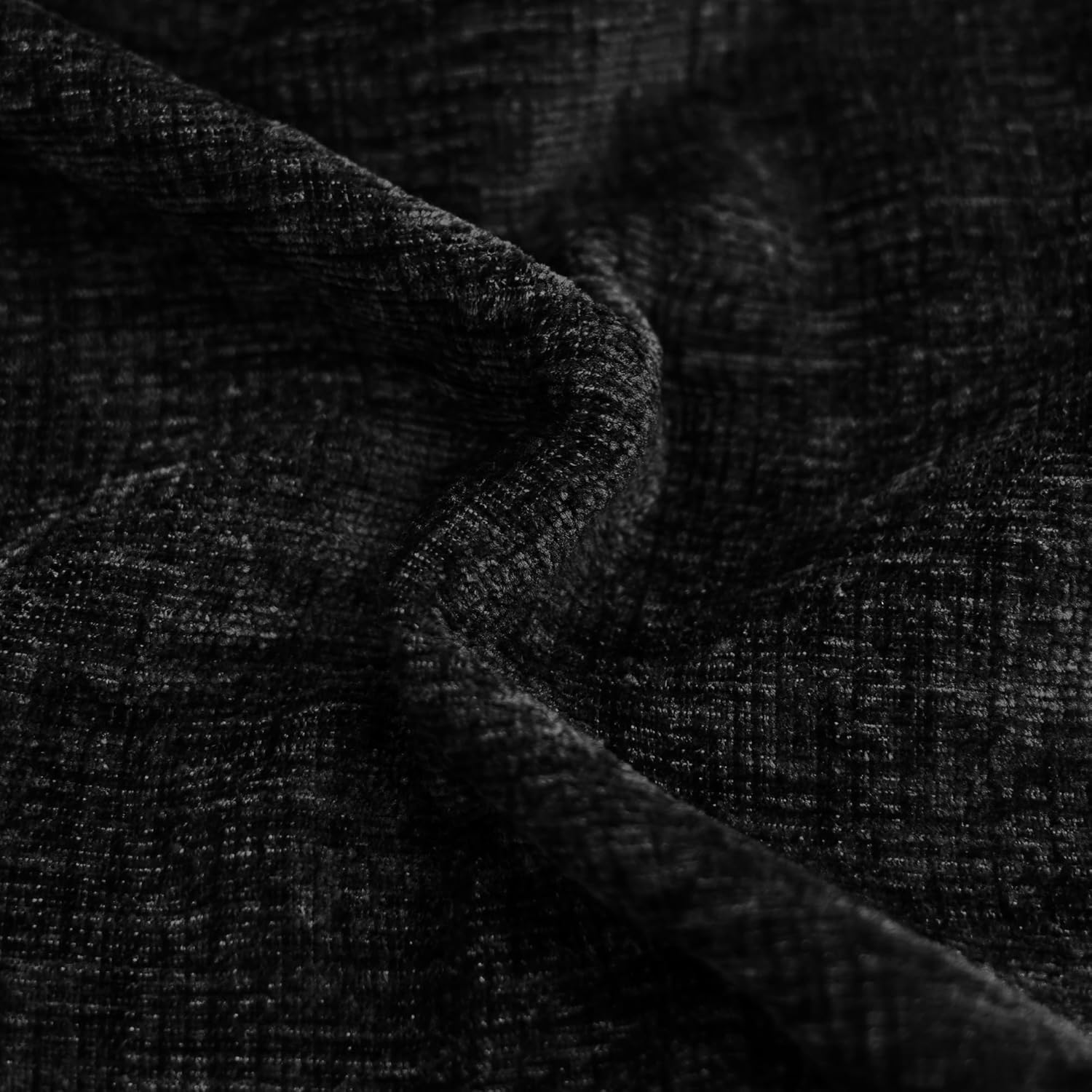 CaliTime Throw Pillow Covers Decorative 16 X 16 Inches Pack of 2 Cozy Solid Dyed Soft Chenille Cushion Cases with Pom Poms for Couch Sofa Bed Living Room Home Black