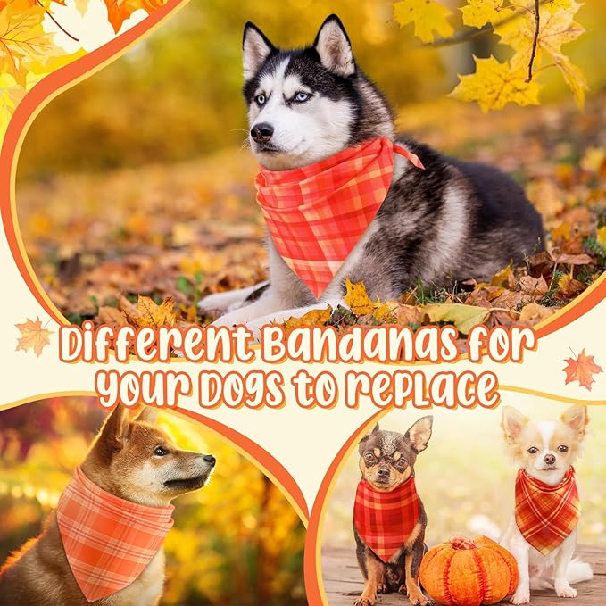 Abbylike 100 Pcs Fall Plaid Dog Bandanas Bulk Autumn Bandanas for Dogs Triangle Kerchief Bibs Scarf for Small Medium Large Pets Thanksgiving Costume Photo Props Accessories Pet Shops, 25 Styles