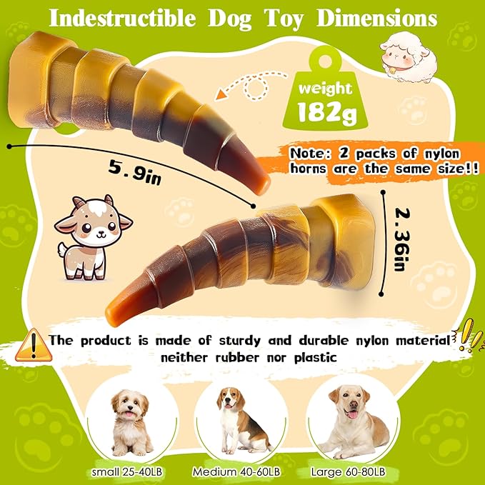 Dog Chew Toys for Aggressive Chewers, 2 Pack Indestructible Toys for Large Dogs, Dog Toy for Large Medium Small Breed, Super Chewer with Tough Nylon, Gift for Dogs