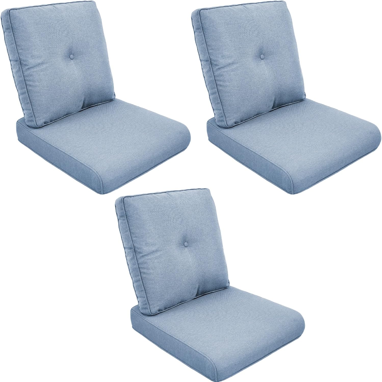 Patio Cushions for Outdoor Furniture - 22" x 25" x 4" UV Resistant Thick Foam Cushions Water Resistant Replacement Cushion for Outdoor Patio Furniture Chair/Sofa/Couch | Baby Blue | 3-Pack |