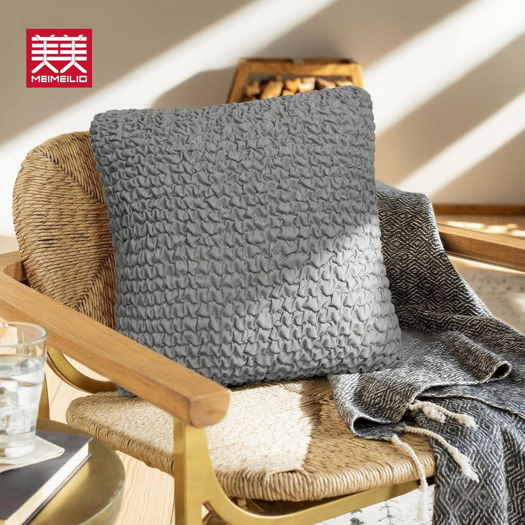 Throw Pillow Covers 18x18 Inch Solid Stretch Fabric Flexible Size Decorative Pillow Covers 20x20 Inch with Hidden Zipper Farmhouse Square Cushion Case for Couch Sofa Bed (Pack of 1, Grey)