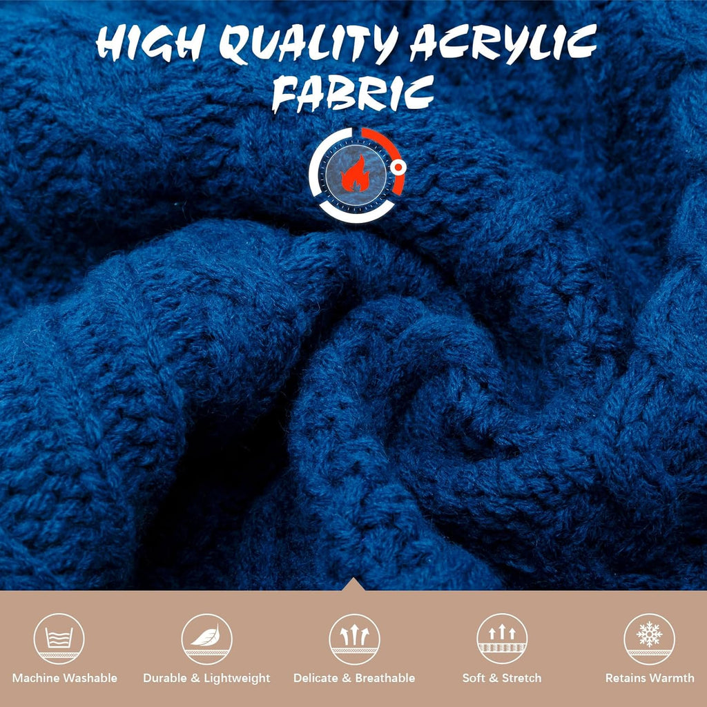 BINGPET Thermal Knitted Dog Sweater for Small Medium Large Dogs,Winter Dog Cat Coat Warm Sweartershirts Outfits,Classic Cable Knit Turtleneck Pullover Dog Jumper Coat Warm Sweartershirts(Blue,SM)