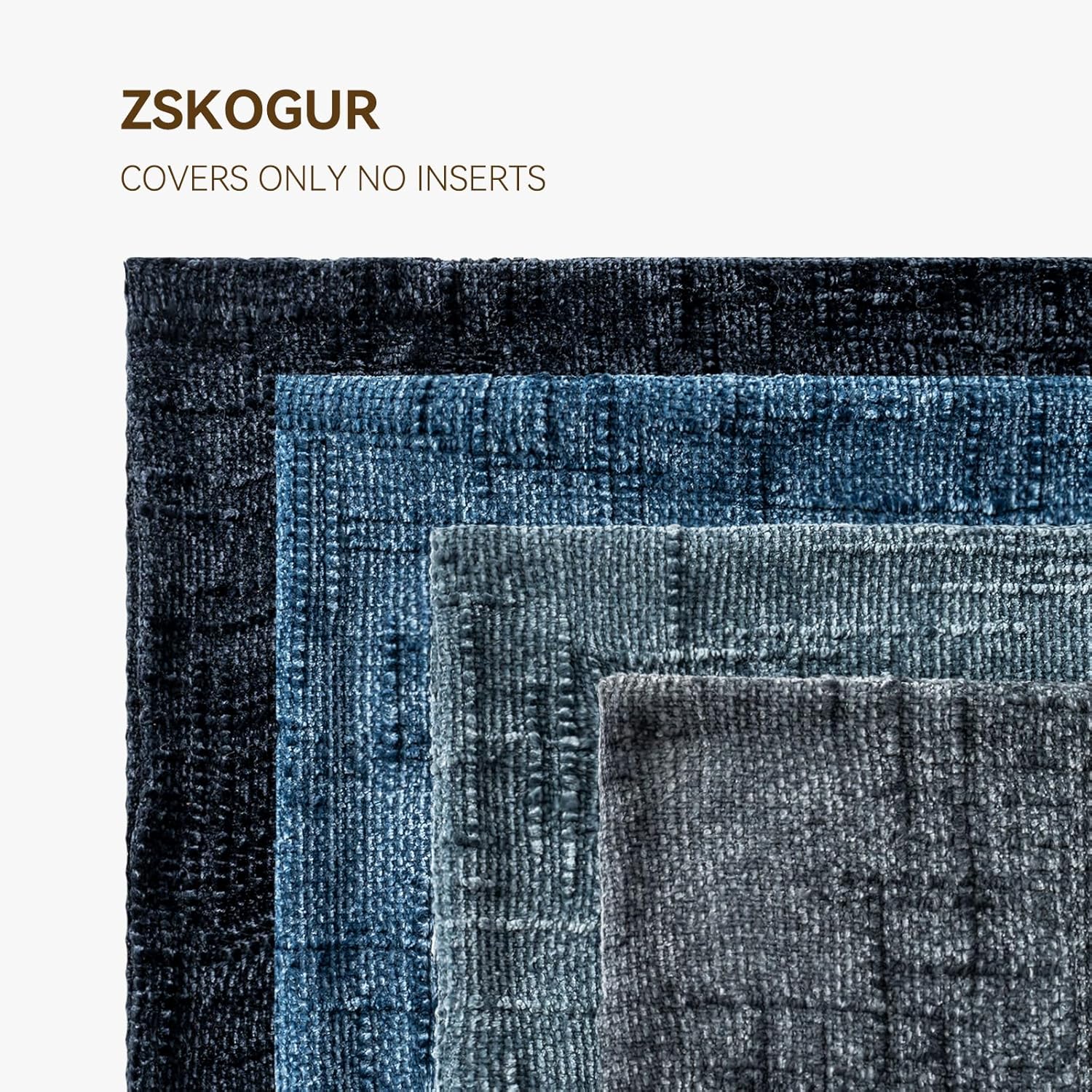 Decorative Throw Pillow Covers 18x18 Inch Set of 4, Soft Solid Farmhouse Chenille Couch Pillows, Spring Pillow Covers for Couch Sofa Bed Living Room Home Decor Pillowcase, Cool Colors