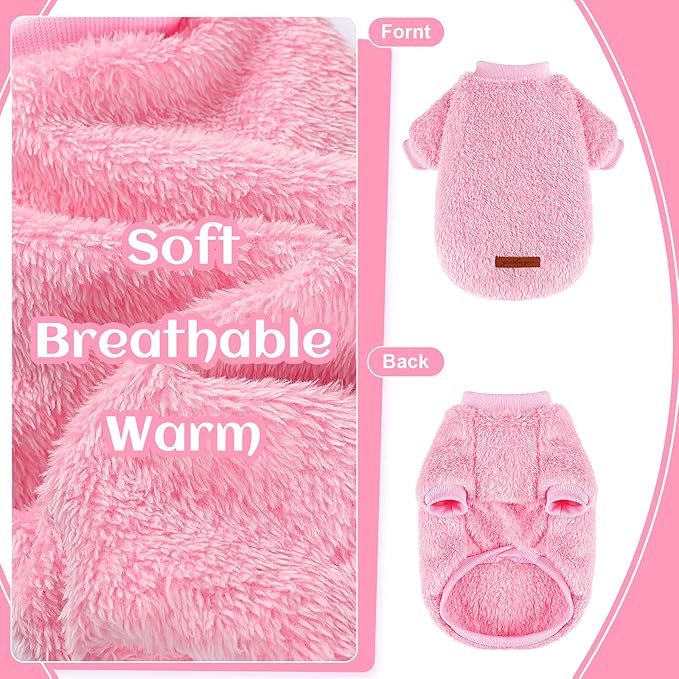 Dog Sweater Sweaters for Small Dogs Girl Purple Fleece Clothes Winter Soft Thickening Warm Puppy Boy Teacup Yorkie Chihuahua (XXS,Pink)