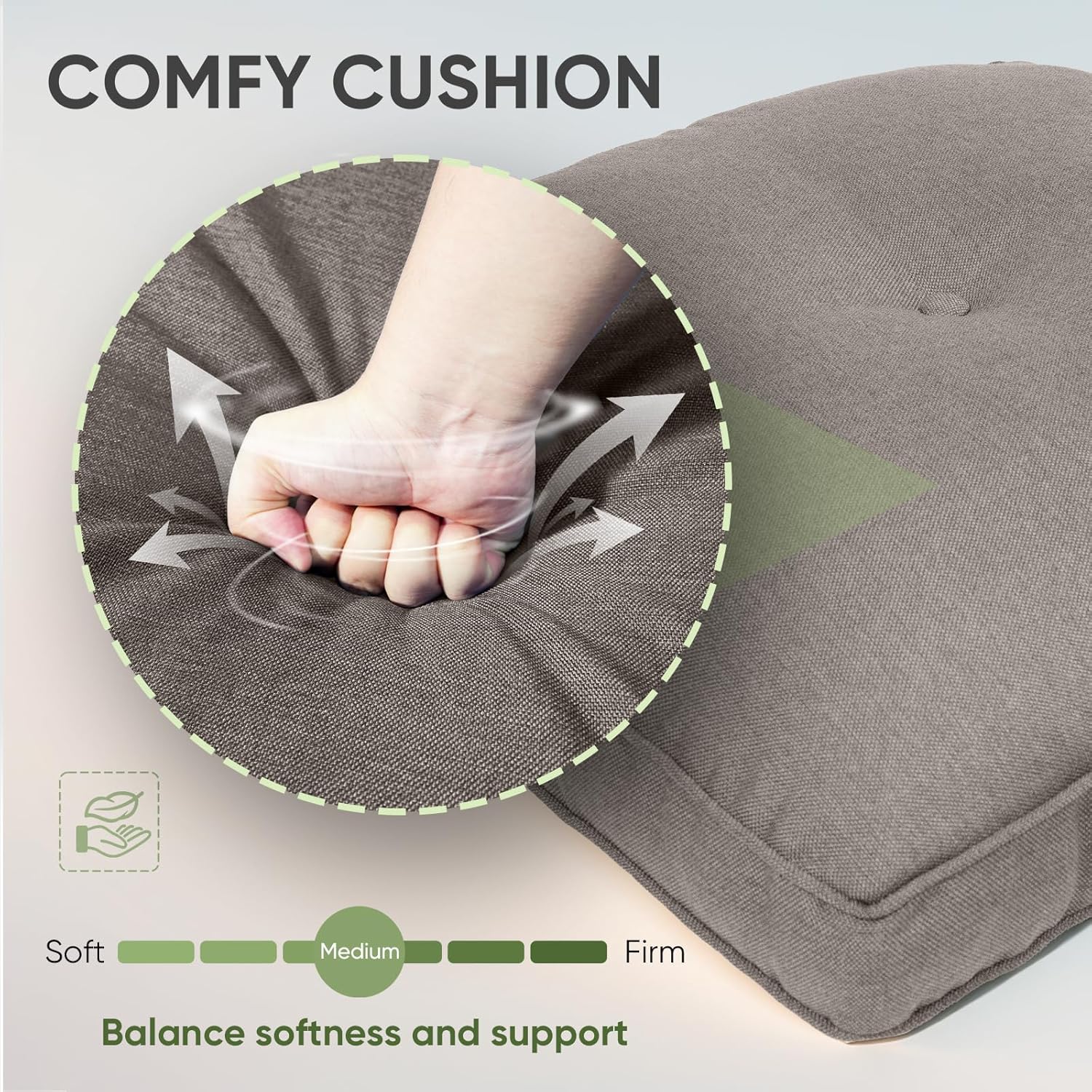 Outdoor Chair Cushions Set of 2, Waterproof Outdoor Seat Cushion 25x22, Patio Cushions for Outdoor Furniture, Replacement Couch Cushion, Include 2 Back & 2 Seat Cushions, Button/Grey